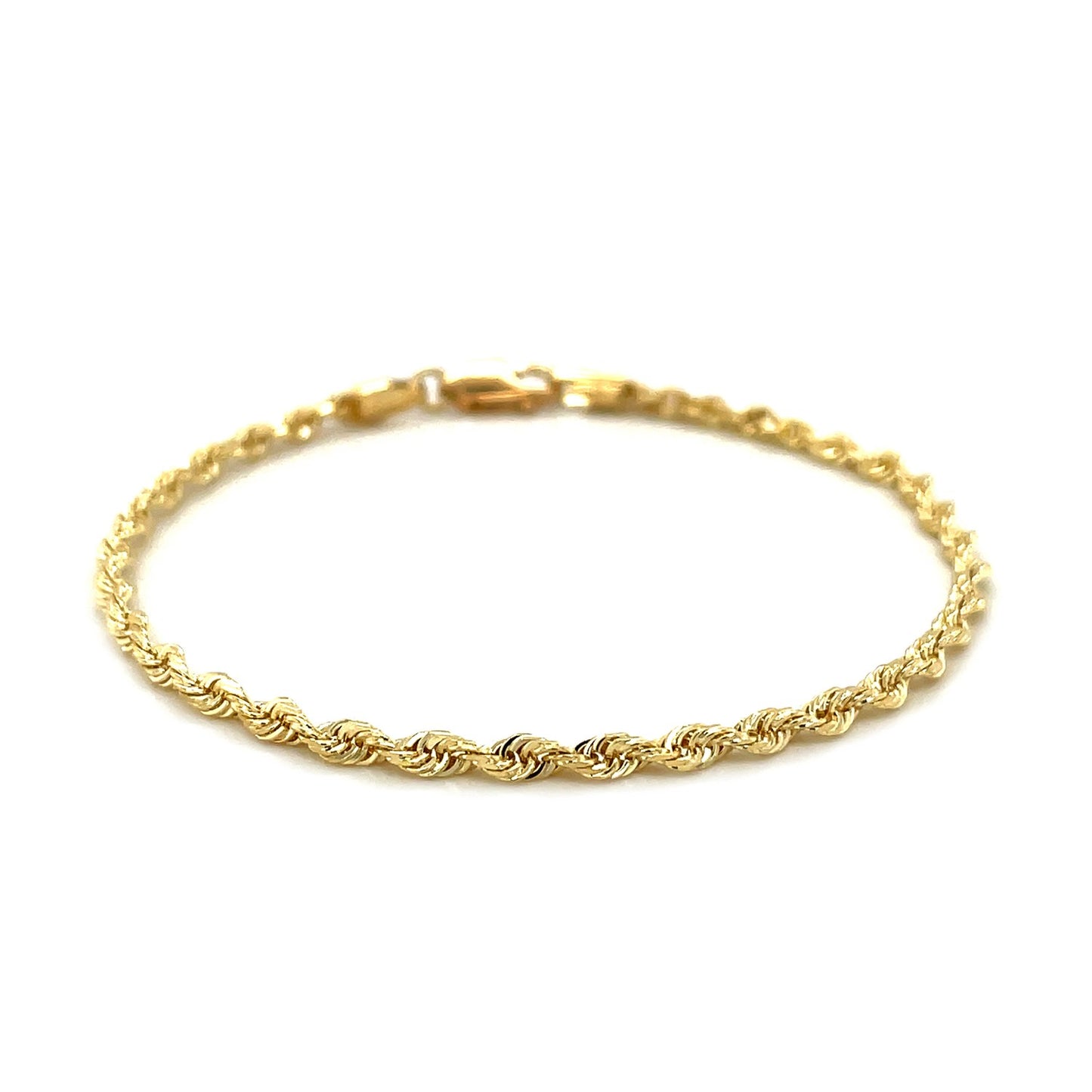 10k Yellow Gold Solid Diamond Cut Rope Bracelet (2.75 mm)