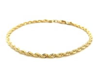 10k Yellow Gold Solid Diamond Cut Rope Bracelet (3.00 mm)